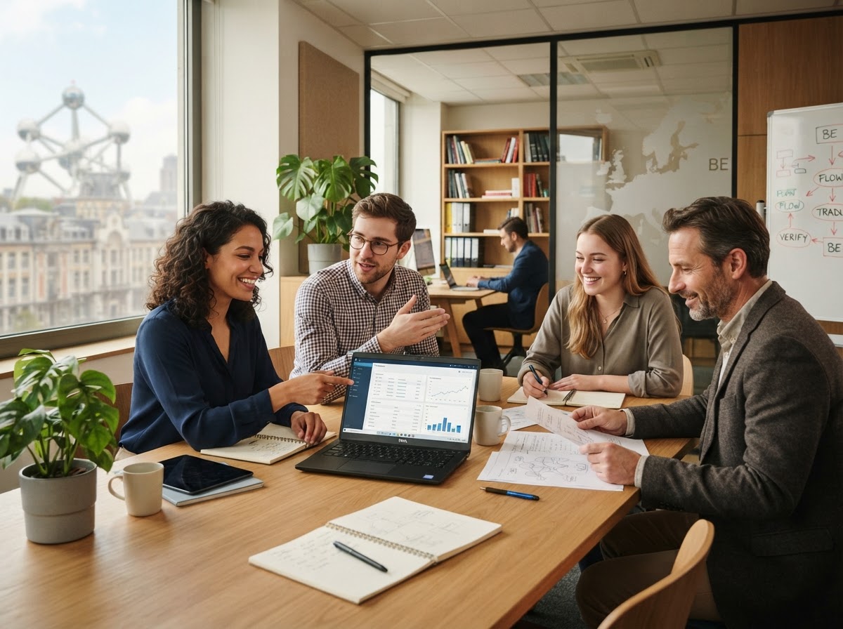 TraduVER1FY teamlid dat op afstand data-analyse uitvoert via het platform